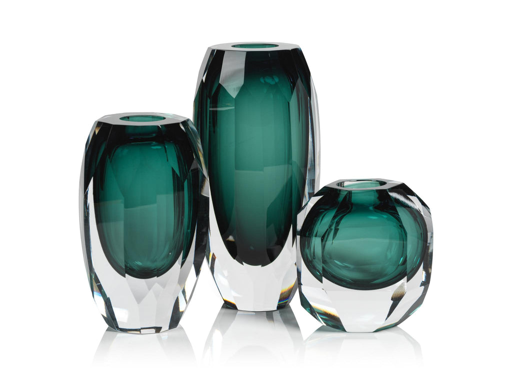 Zodax 5" Albi Emerald Cut Glass Vase