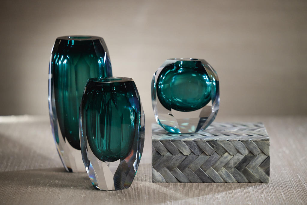 Zodax 5" Albi Emerald Cut Glass Vase