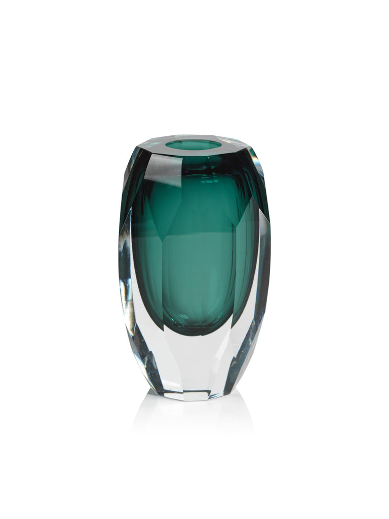 Zodax 6.5" Albi Emerald Cut Glass Vase