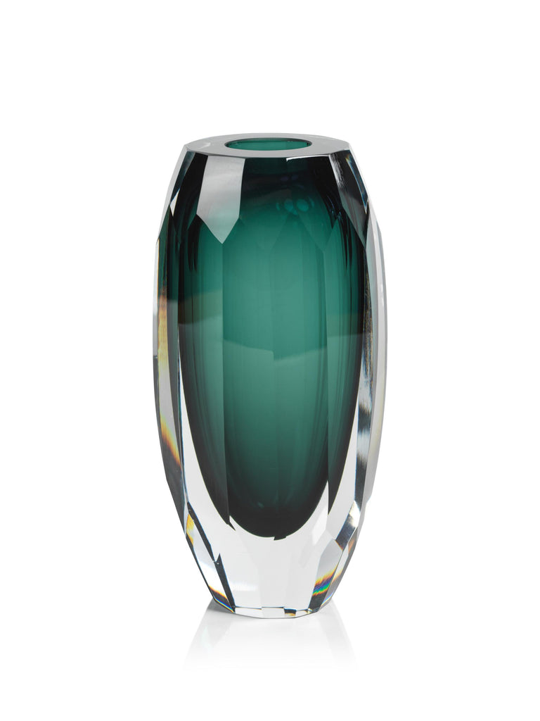 Zodax 10.75" Albi Emerald Cut Glass Vase