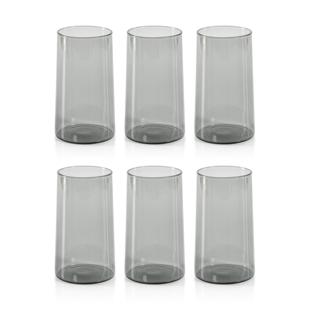 Zodax Smoke Lorient Highball Glasses, Set of 6