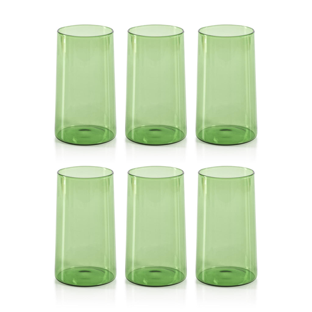 Zodax Fern Green Lorient Highball Glasses, Set of 6