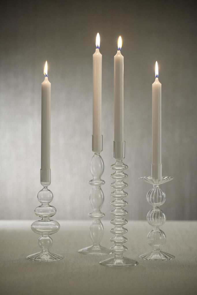 Zodax Siena Glass Taper Candle Holders, Set of 4