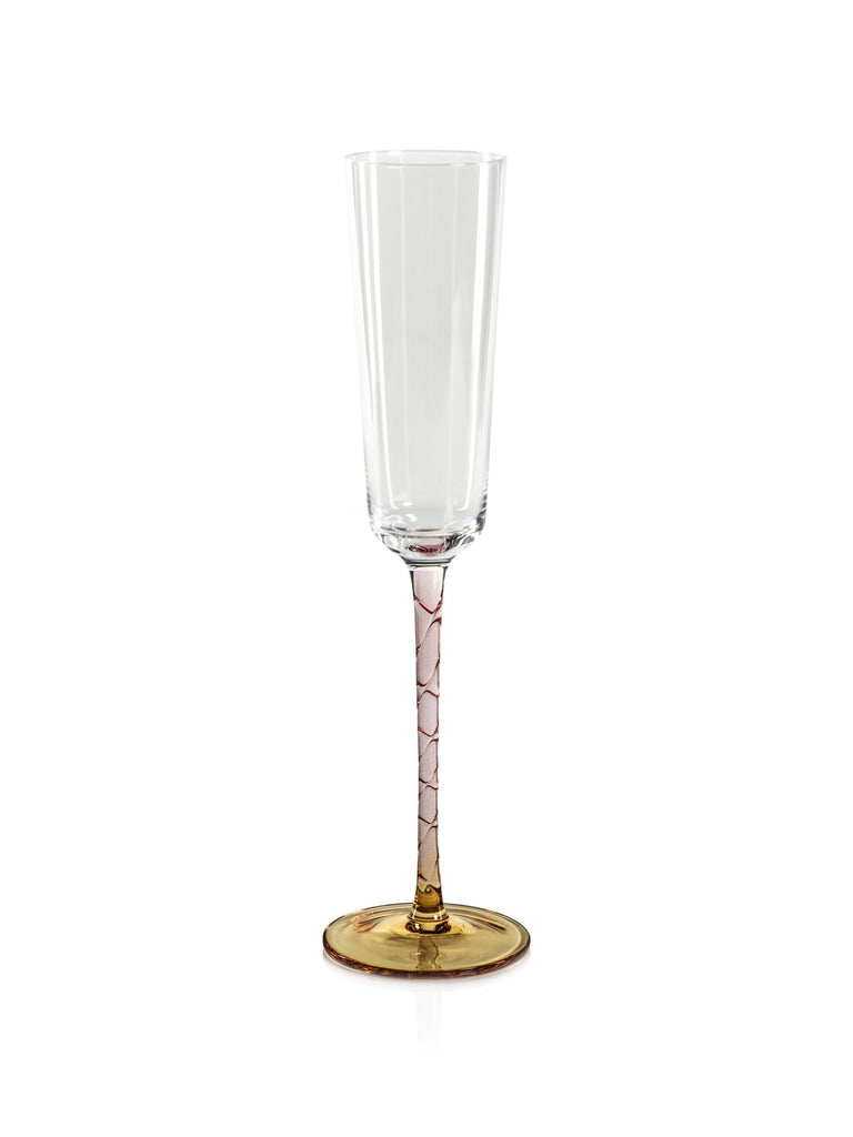 Zodax Amber & Pink Sachi Champagne Flutes, Set of 6