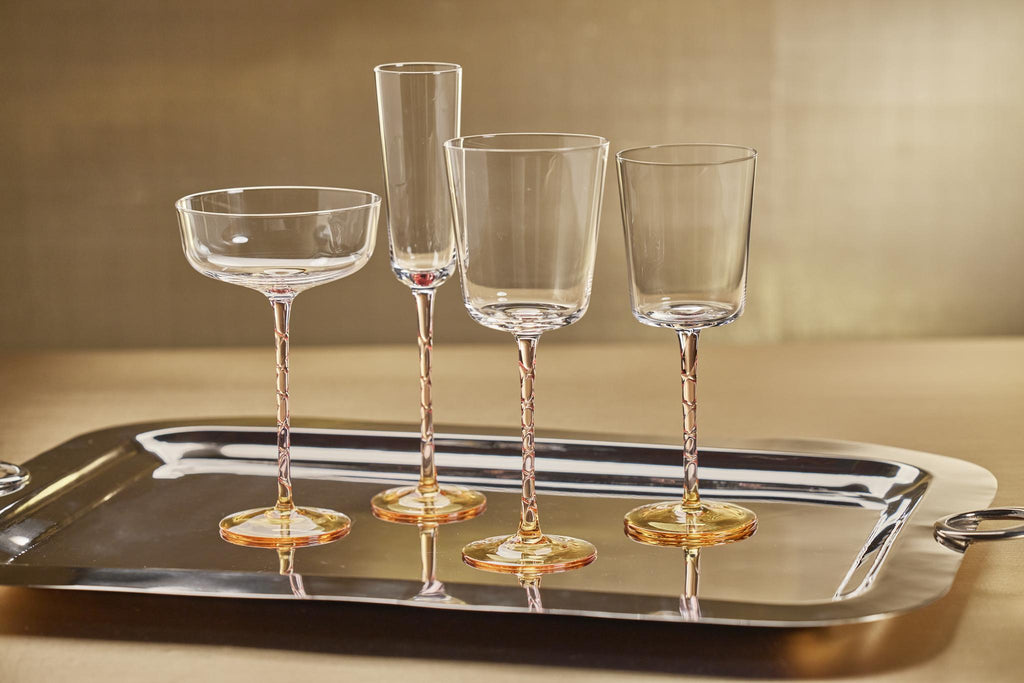 Zodax Amber & Pink Sachi Champagne Flutes, Set of 6