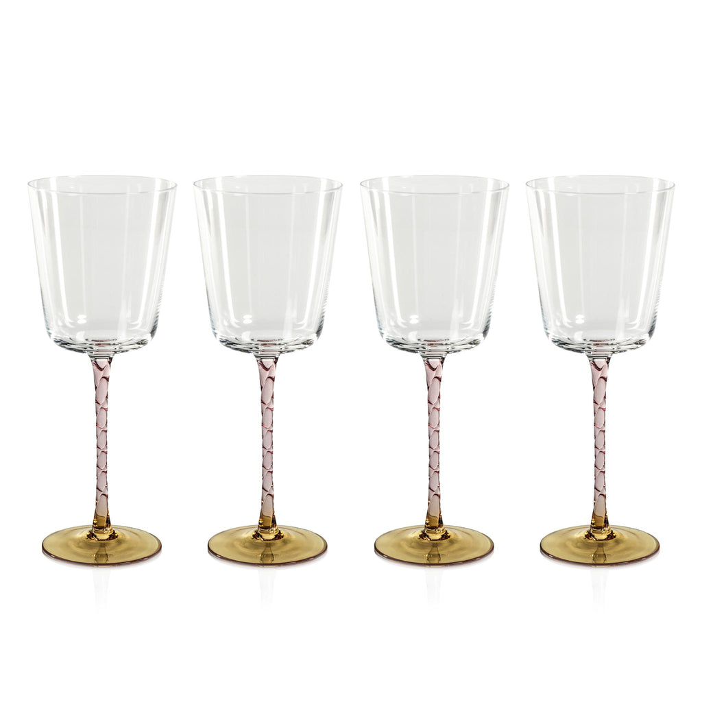 Zodax Amber & Pink Sachi Red Wine Glasses, Set of 4