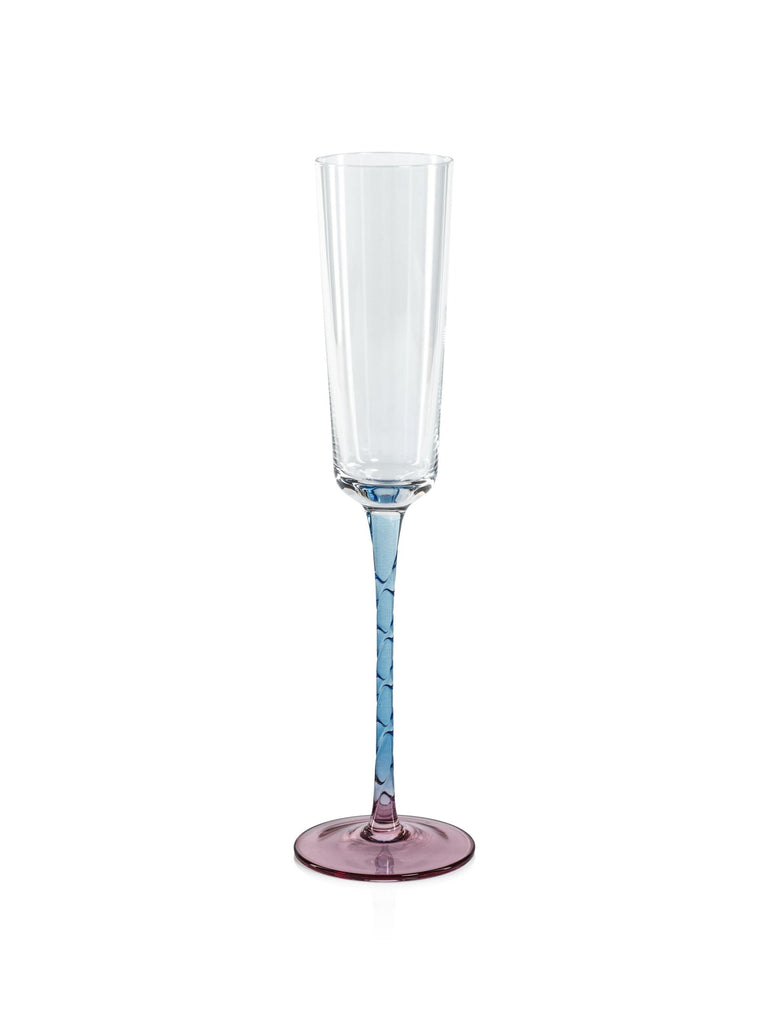 Zodax Pink & Blue Sachi Champagne Flutes, Set of 6