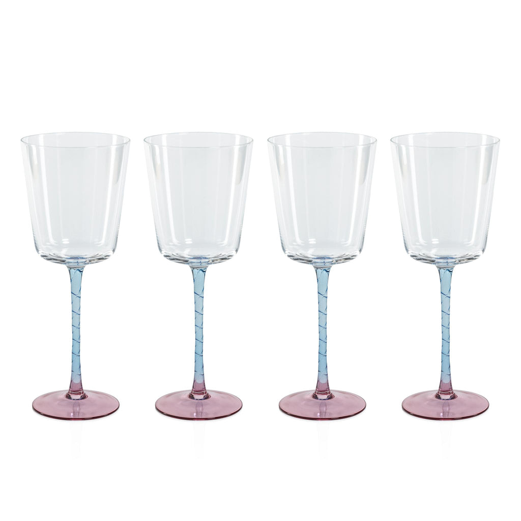 Zodax Pink & Blue Sachi Red Wine Glasses, Set of 4