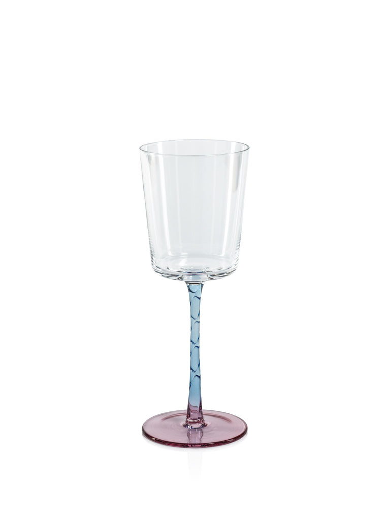 Zodax Pink & Blue Sachi White Wine Glasses, Set of 6