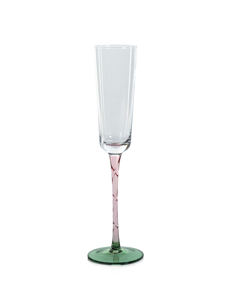 Zodax Green & Pink Sachi Champagne Flutes, Set of 6