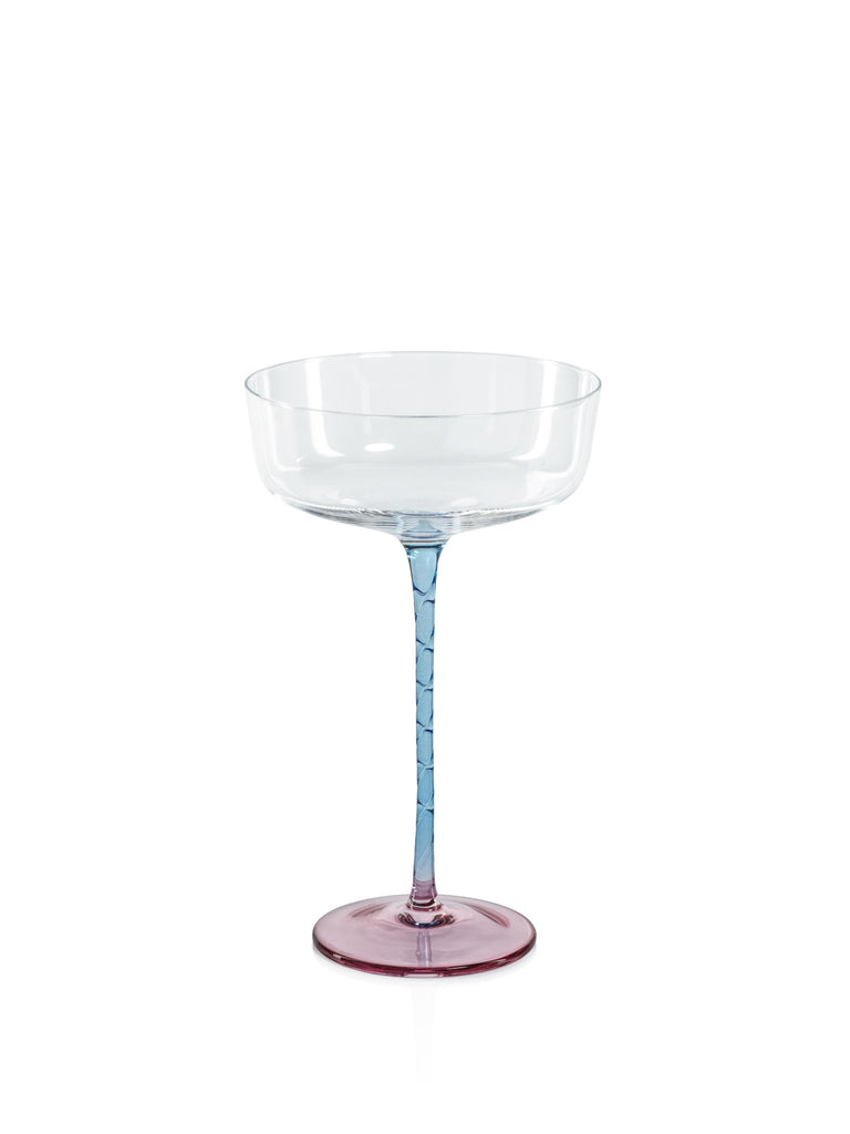 Zodax Pink & Blue Sachi Cocktail / Martini Glasses, Set of 4