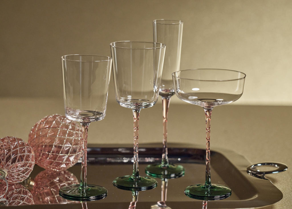 Zodax Green & Pink Sachi Red Wine Glasses, Set of 4