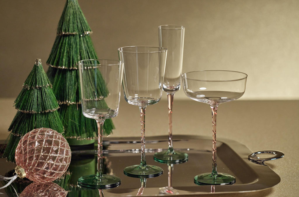 Zodax Green & Pink Sachi Red Wine Glasses, Set of 4