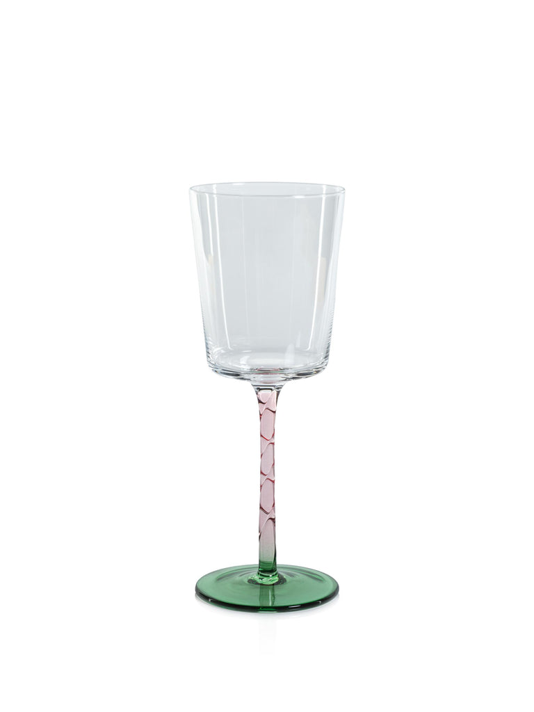 Zodax Green & Pink Sachi White Wine Glasses, Set of 6