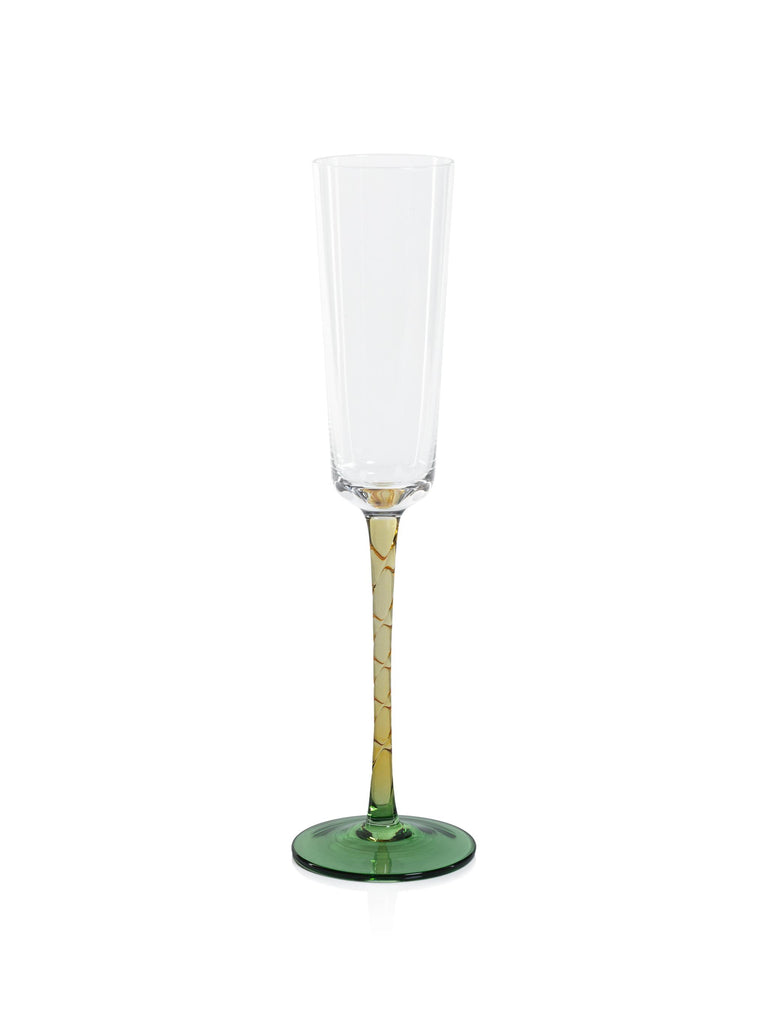 Zodax Green & Amber Sachi Champagne Flutes, Set of 6