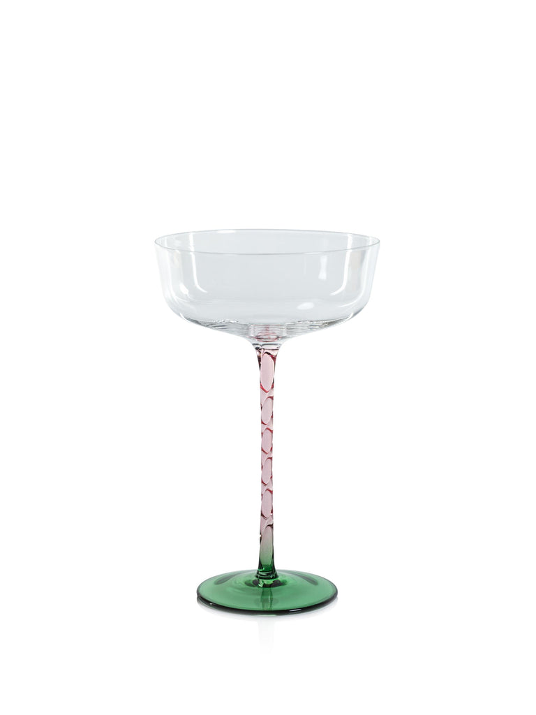 Zodax Green & Pink Sachi Cocktail / Martini Glasses, Set of 4