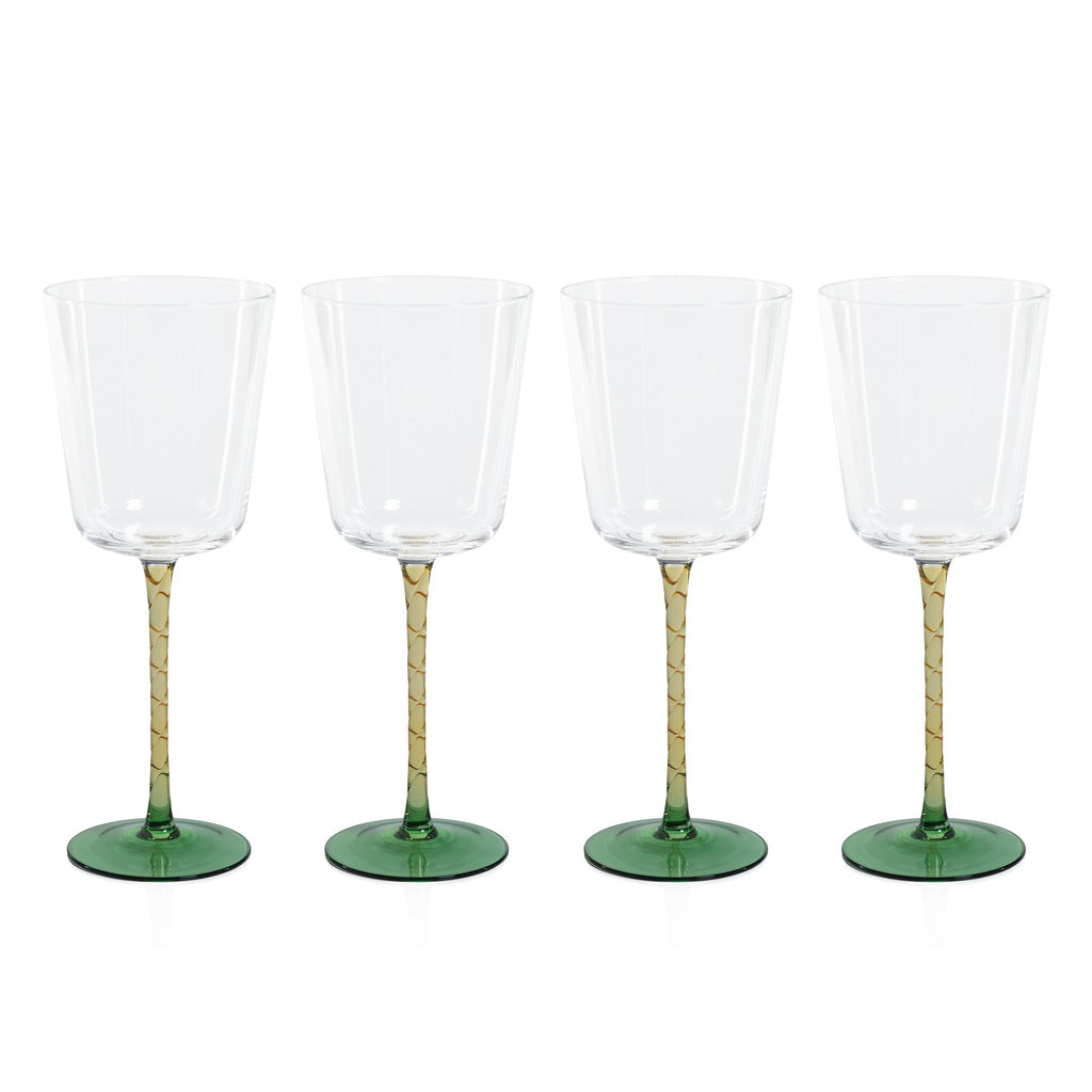 Zodax Green & Amber Sachi Red Wine Glasses, Set of 4