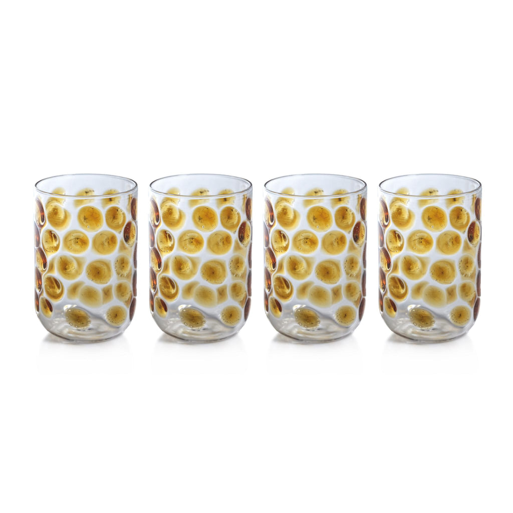 Zodax Amber Abbeville Glass Tumblers, Set of 4