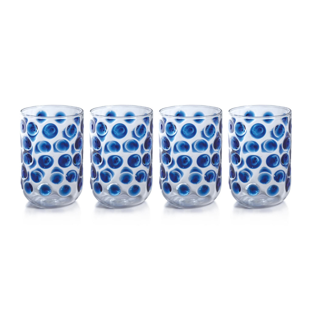 Zodax Blue Abbeville Glass Tumblers, Set of 4