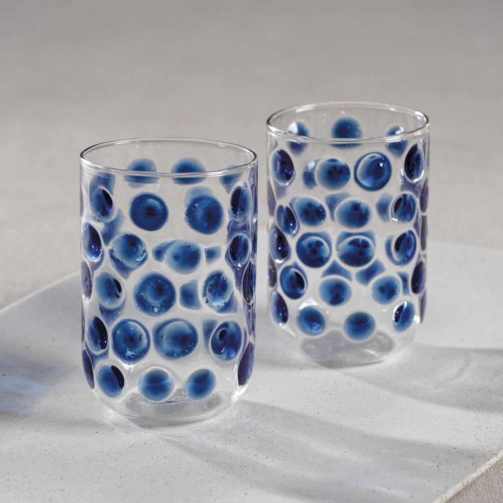 Zodax Blue Abbeville Glass Tumblers, Set of 4