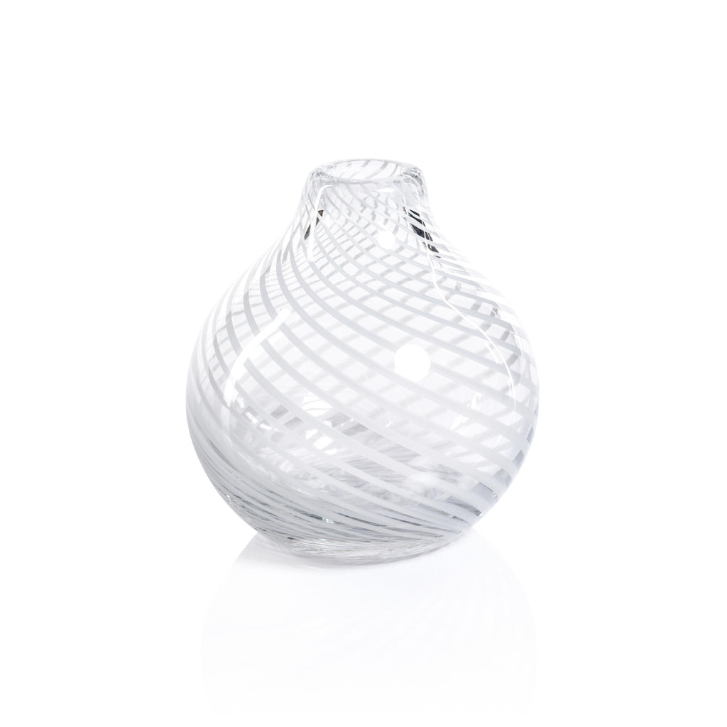 Zodax Onion White Chantilly Swirl Glass Bud Vase