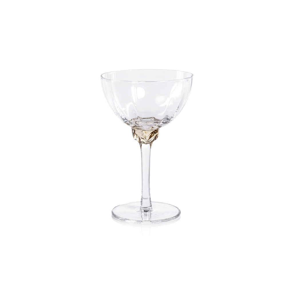 Zodax Light Amber Cambrai Martini / Cocktail Optic Glasses, Set of 4