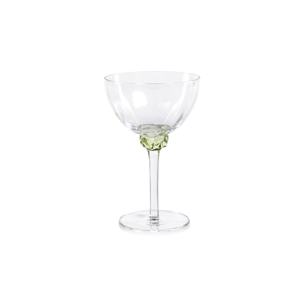 Zodax Lime Cambrai Martini / Cocktail Optic Glasses, Set of 4