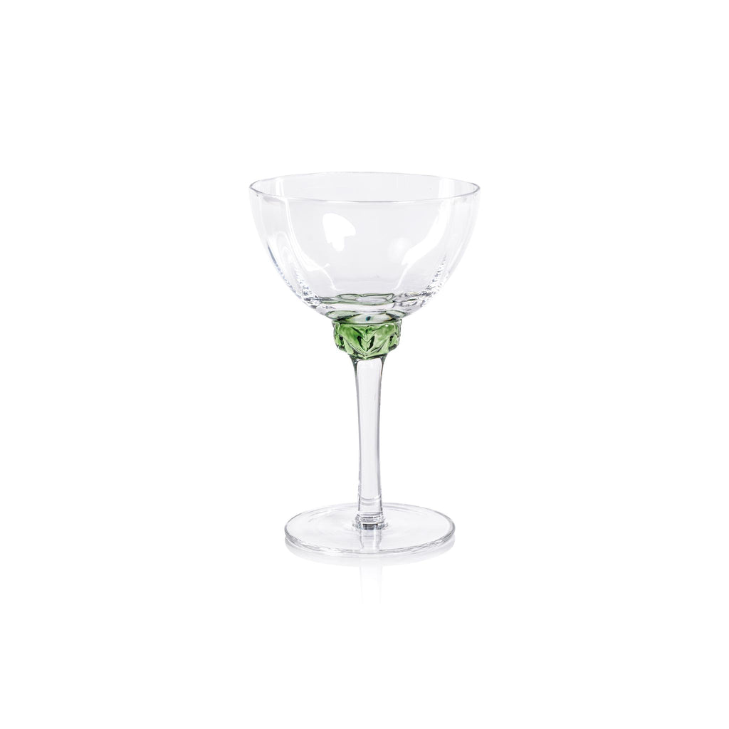 Zodax Verdant Green Cambrai Martini / Cocktail Optic Glasses, Set of 4