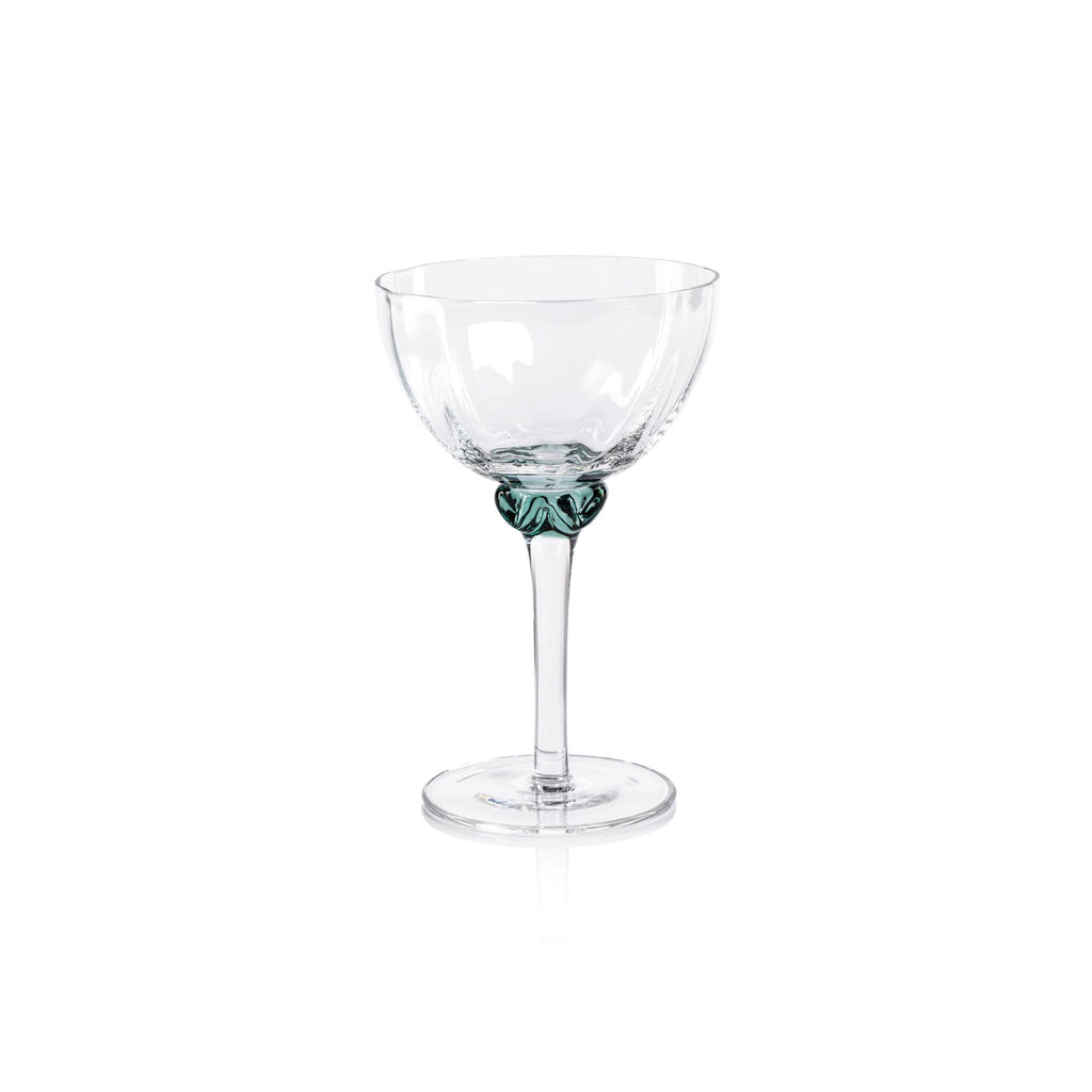 Zodax Sea Green Cambrai Martini / Cocktail Optic Glasses, Set of 4