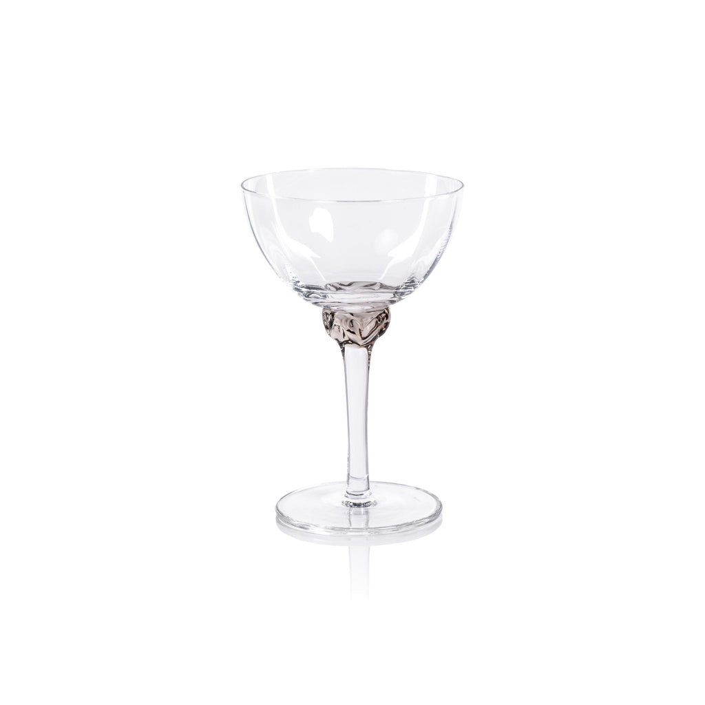 Zodax Smoky Gray Cambrai Martini / Cocktail Optic Glasses, Set of 4