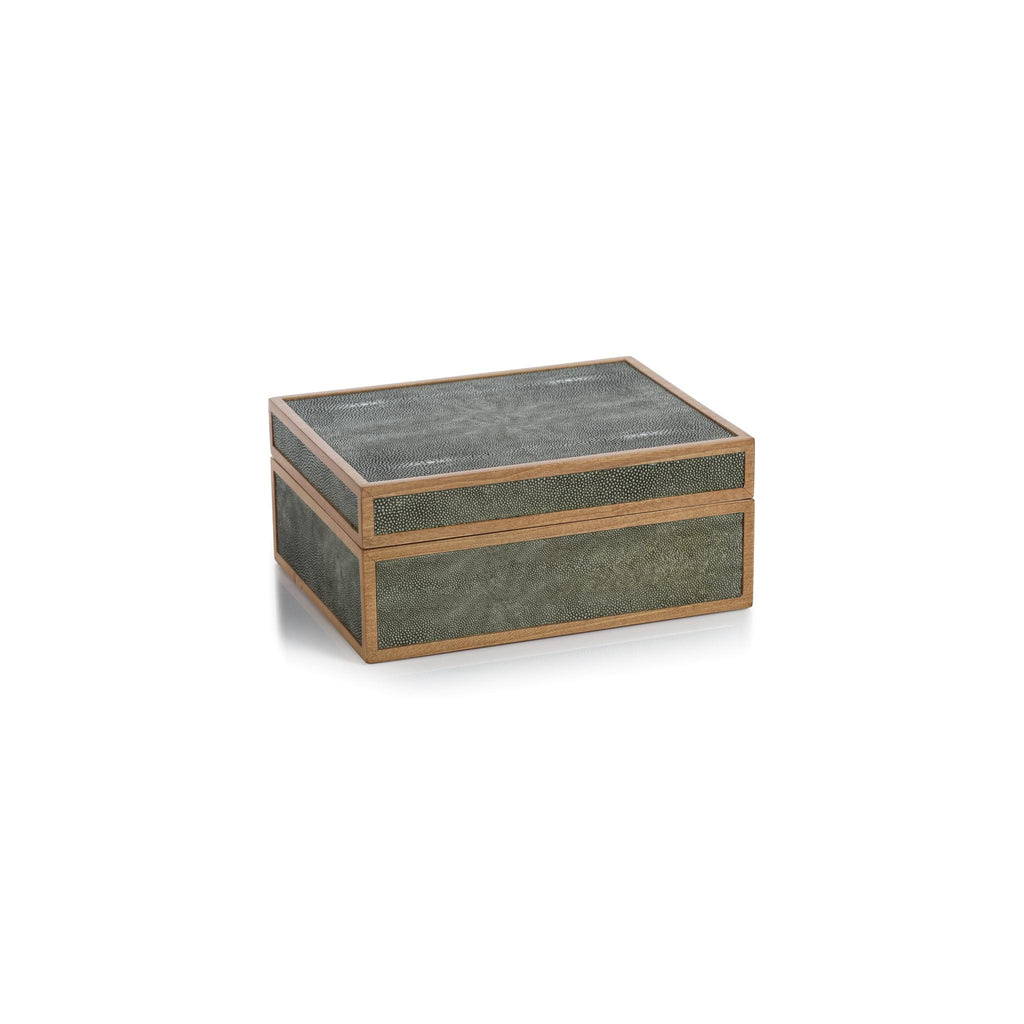 Zodax Small Sagunto Wood & Shagreen Leather Decorative Box