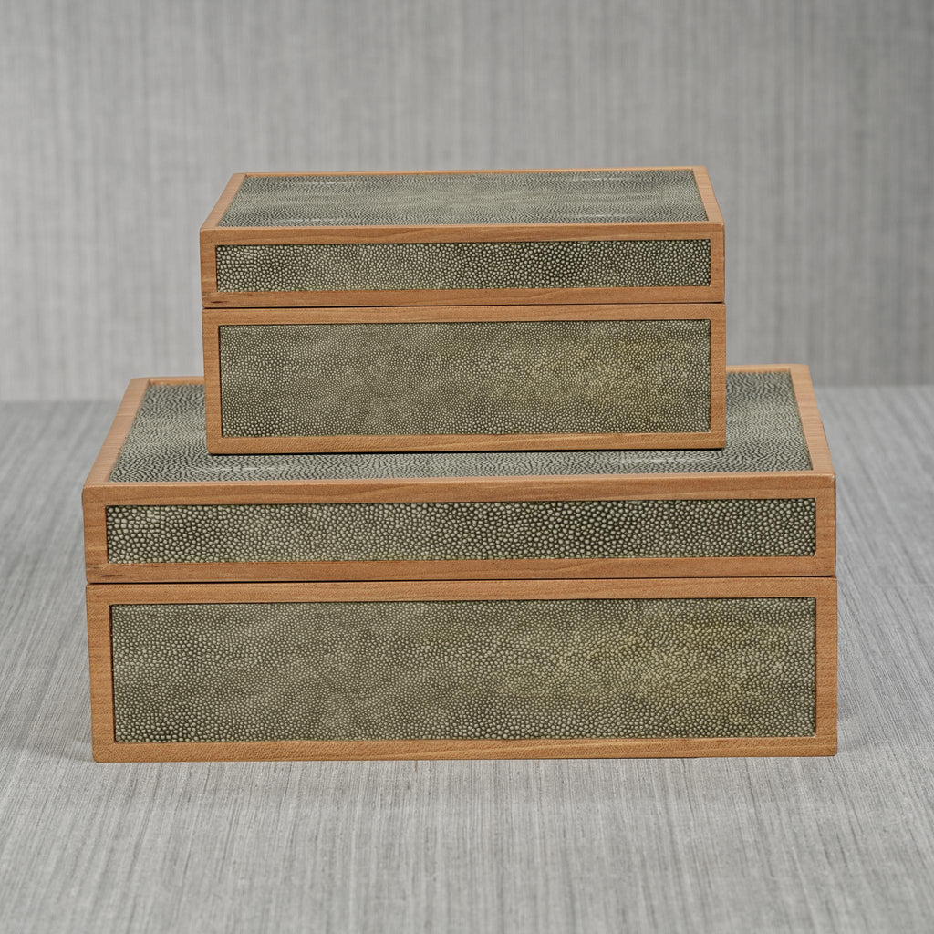 Zodax Small Sagunto Wood & Shagreen Leather Decorative Box