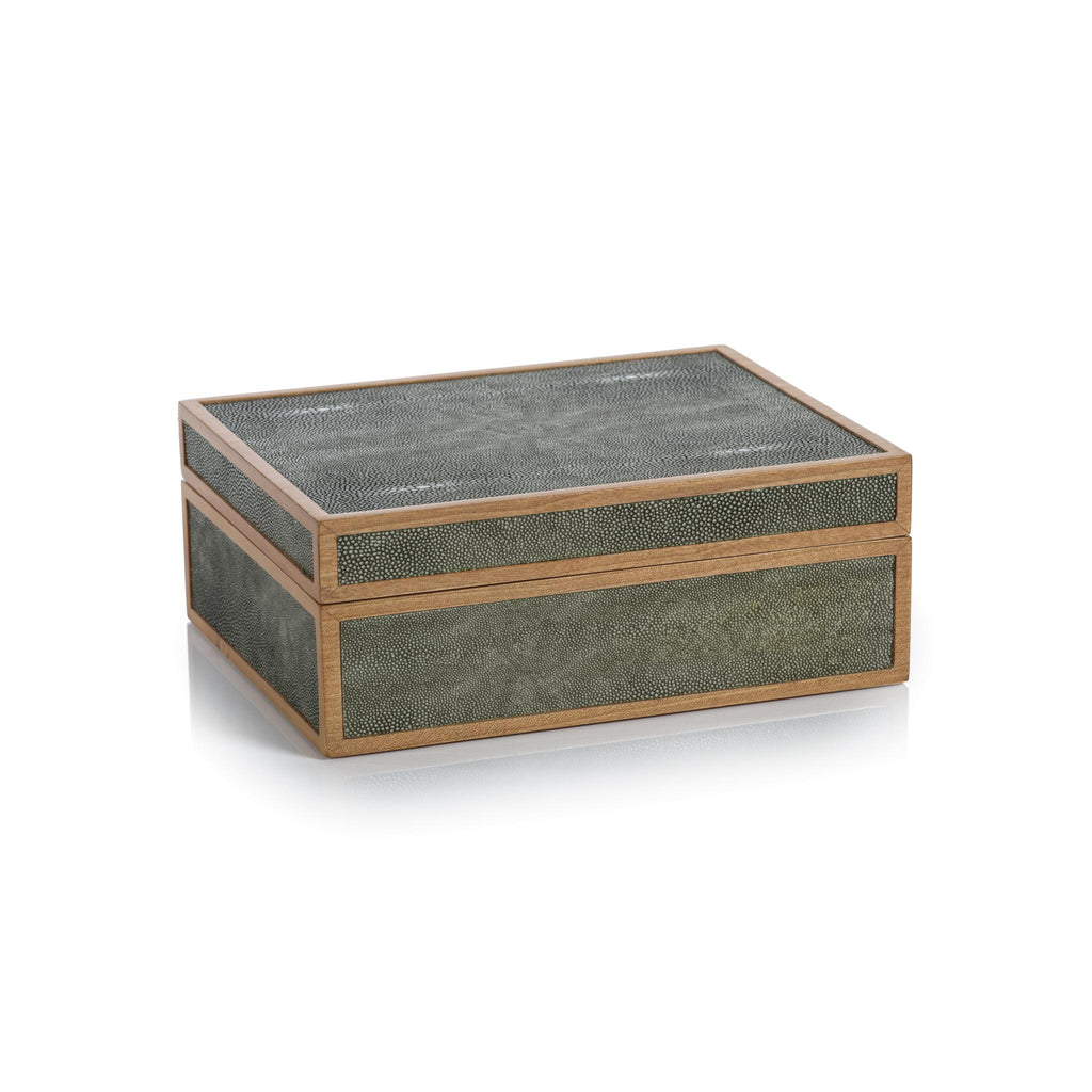 Zodax Large Sagunto Wood & Shagreen Leather Decorative Box