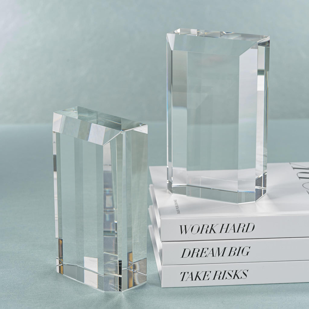 Zodax Carmac Crystal Glass Bookends, Set of 2