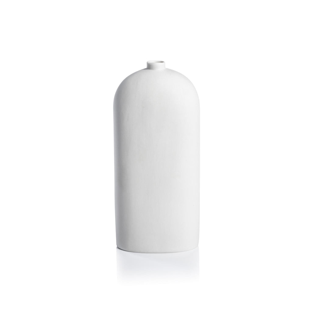 Zodax Large- 5" x 11" Lucca All-White Ceramic Vase