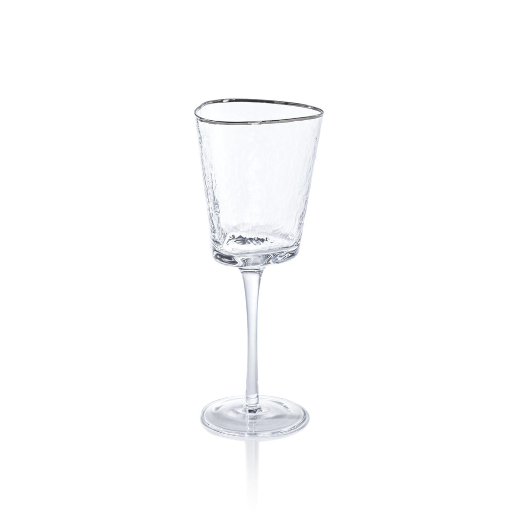 Zodax Kampari Triangular Wine Glasses with Platinum Rim, Set of 4