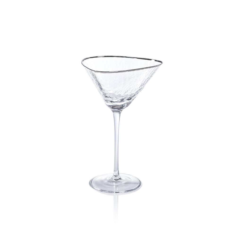 Zodax Kampari Triangular Martini Glasses with Platinum Rim, Set of 4