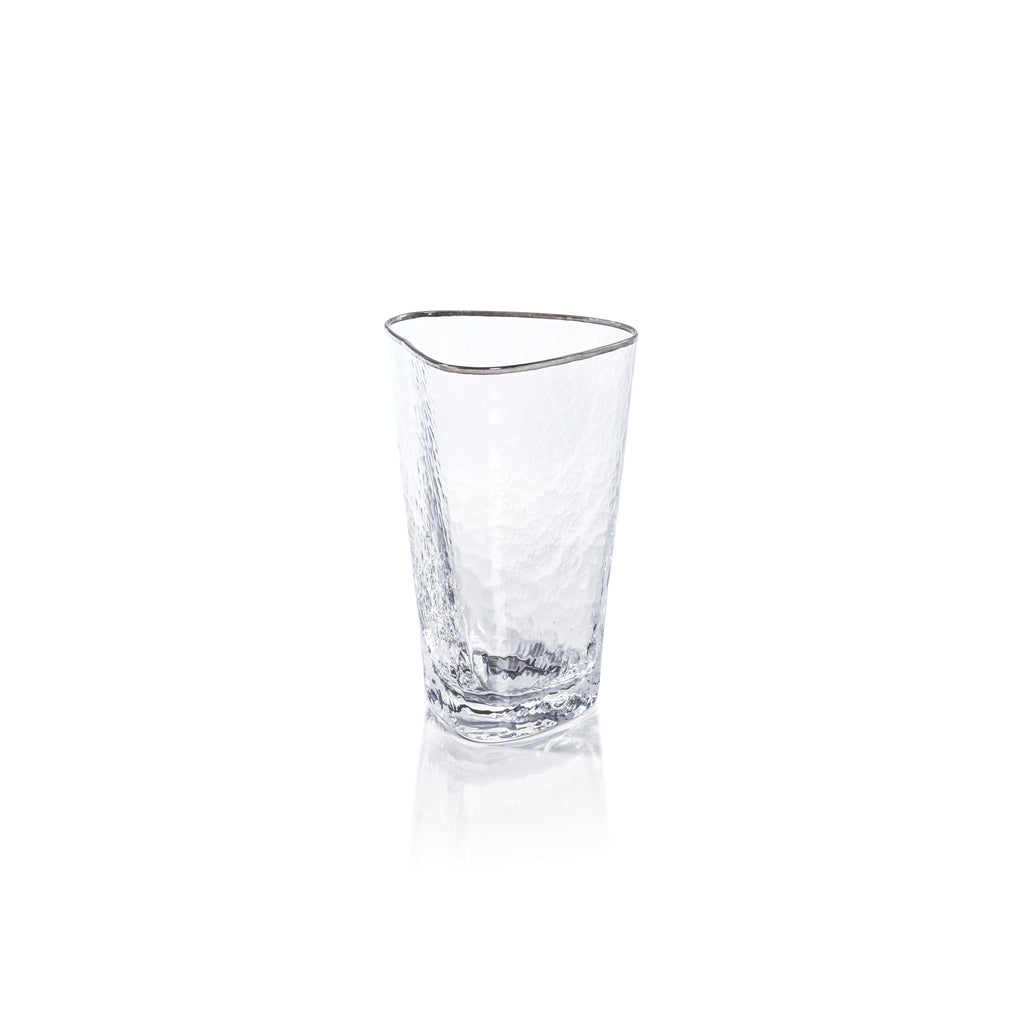 Zodax Kampari Triangular Highball Glasses with Platinum Rim, Set of 4