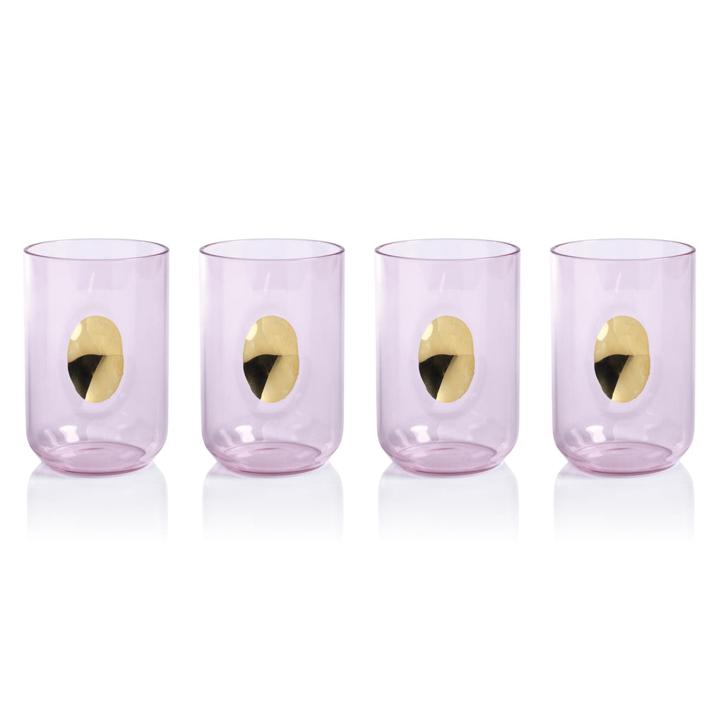 Zodax Pink Ambrosi Tumblers with Gold Accent, Set of 4