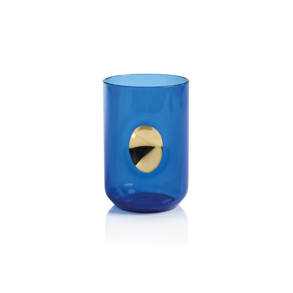 Zodax Cobalt Blue Ambrosi Tumblers with Gold Accent, Set of 4