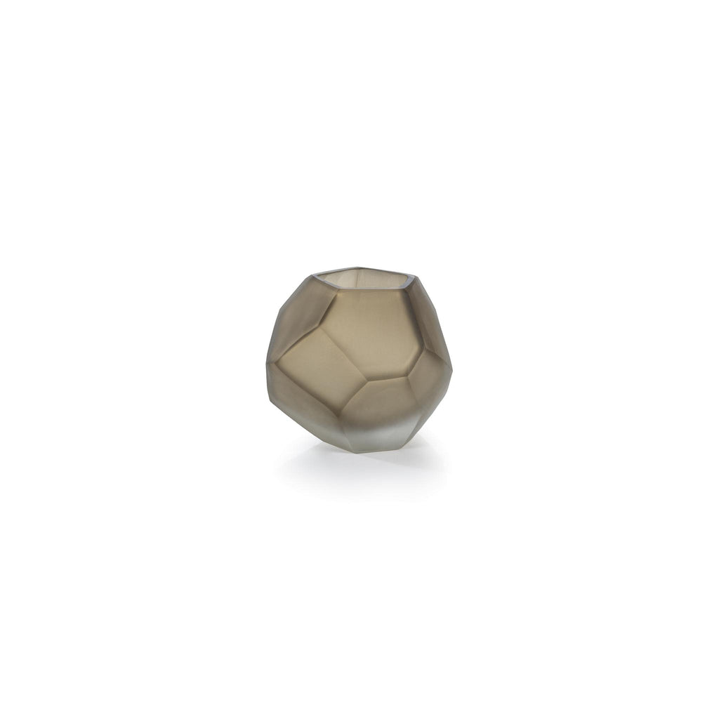 Zodax Small Kubo Faceted Frosted Taupe Vase