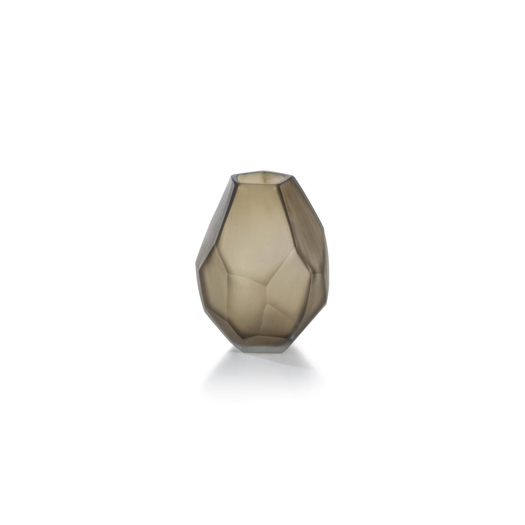 Zodax Large Kubo Faceted Frosted Taupe Vase