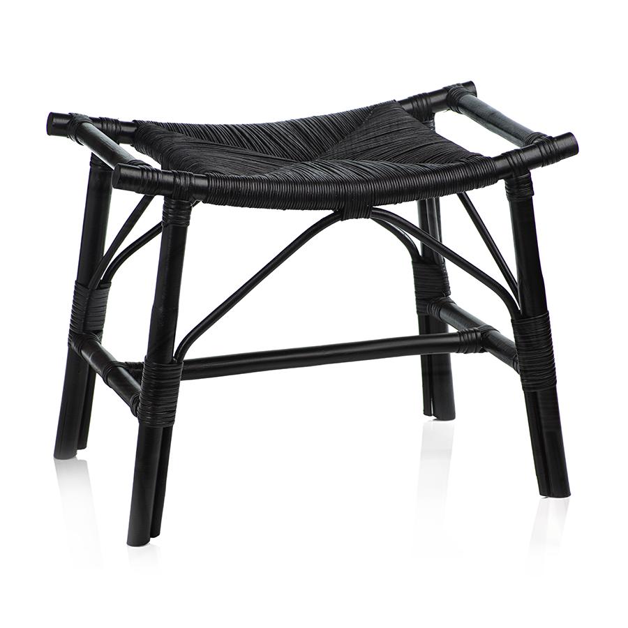 Zodax Tabito All Black Rattan Stool