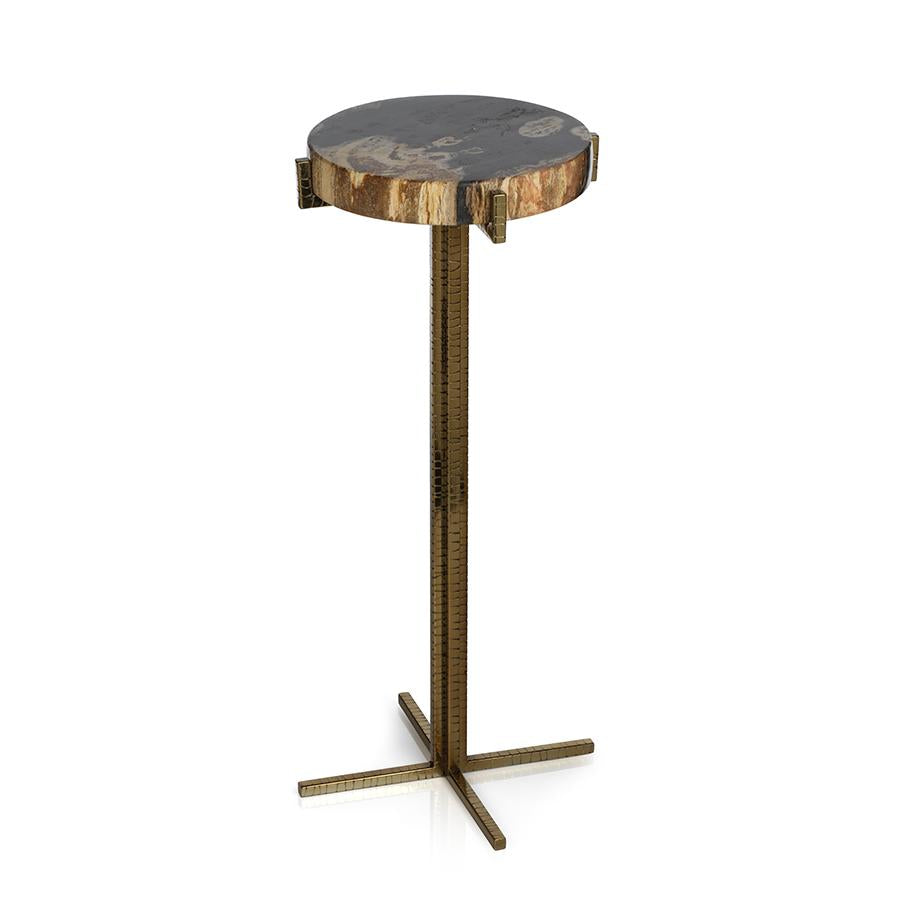 Zodax Round Florenza Petrified Wood Cocktail Table