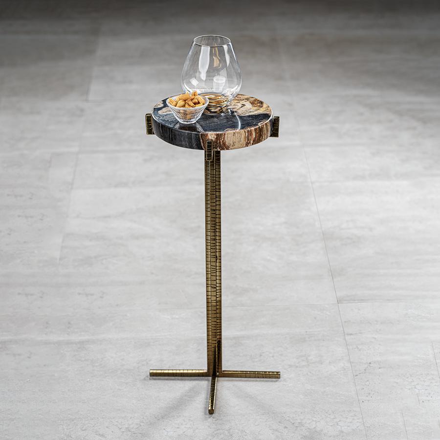 Zodax Round Florenza Petrified Wood Cocktail Table