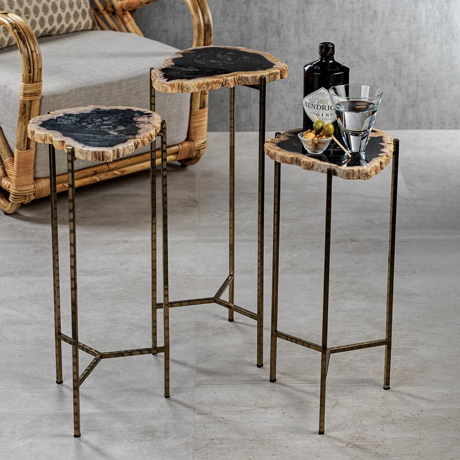 Zodax M Brasilia Petrified Wood Side Table