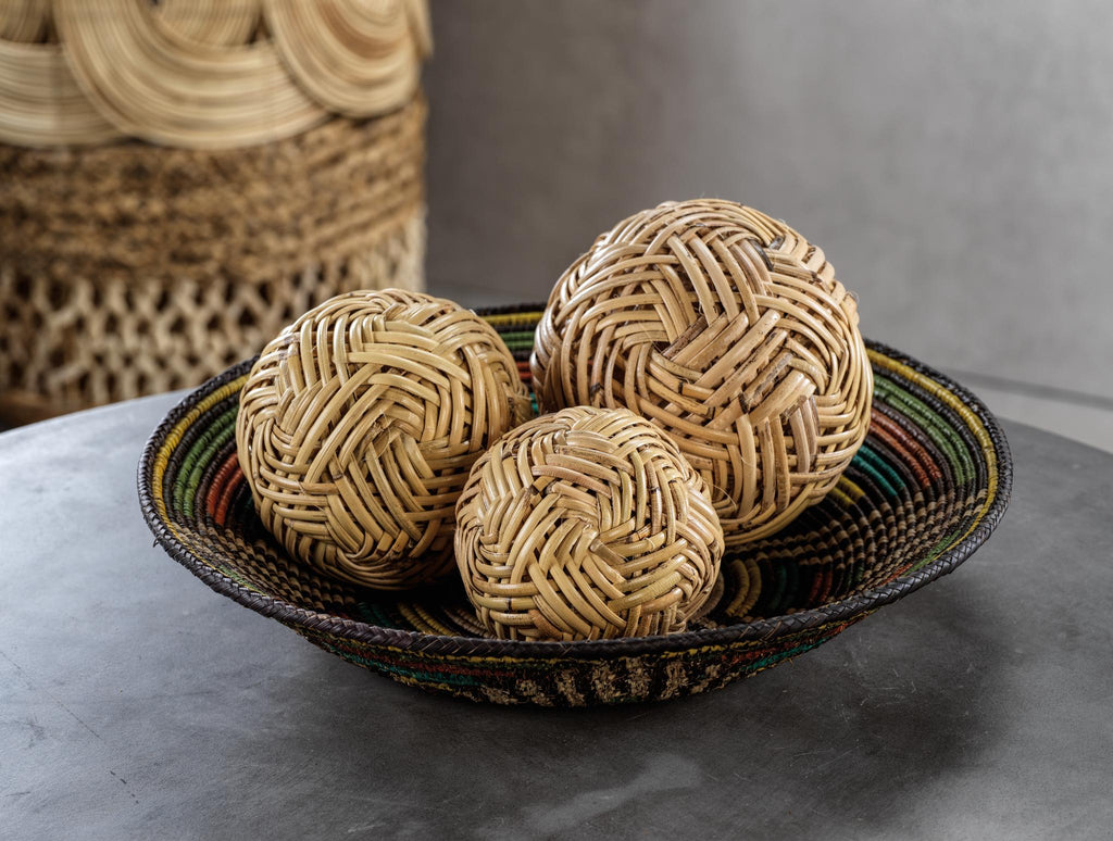 Zodax 4" Diameter Rattan Fill Decorative Balls, Set of 4