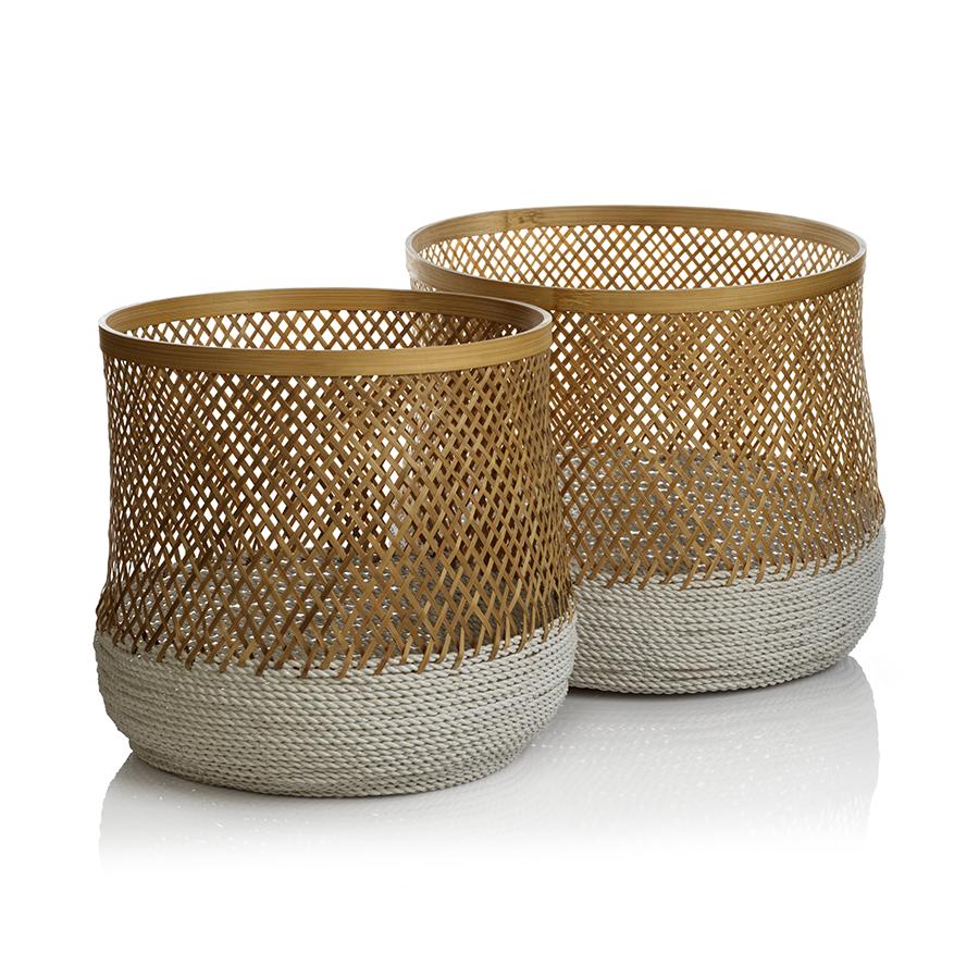 Zodax Ampang 2-Piece Set Bamboo & Raffia Baskets