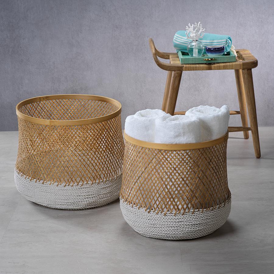 Zodax Ampang 2-Piece Set Bamboo & Raffia Baskets