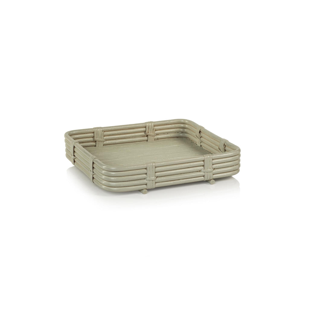 Zodax Gray Danao 11.5" Long Rattan Serving Trays, Set of 2